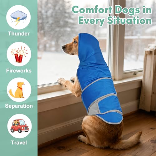 Dog Anxiety Vest for Calming Stress Relief (Blue / L)