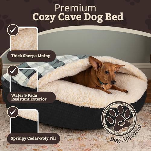Cozy Cave Dog Bed (35.0"L x 35.0"W x 8.0"Th / Barkley Black Diamond)