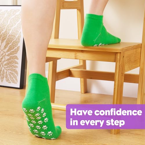 12 Pairs Grip Socks for Women & Men (5.5-9 / Paw Pattern/Multicolor(12 Pairs))