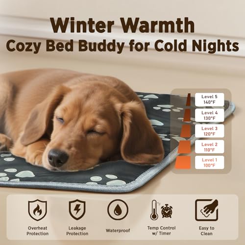 Pet Heating Pad for Cats & Dogs (24 X 16in / 1 pack black)