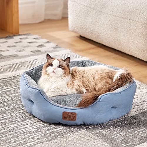 Small Dog Bed Washable (20"L x 19"W x 6"Th / Frost Blue)