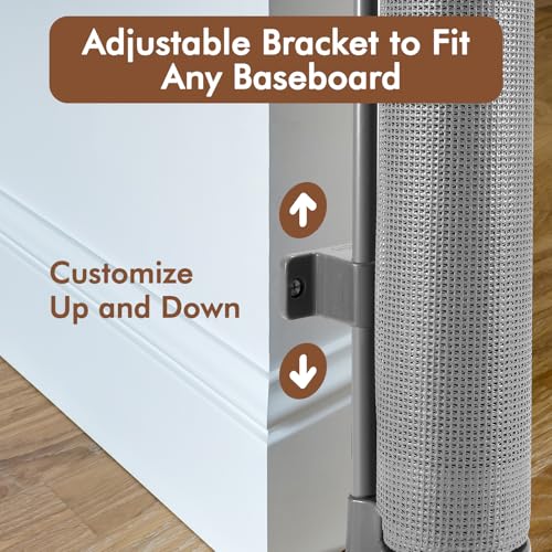 Reinforced 48" Extra Tall X 100" Extra Large Baby Gates for Wide Openings Long Dog Gate for Doorway Mesh Gates for Pets Retractable Dog Gate Indoor (Gray / Reinforced 48" Tall x 100" Wide)