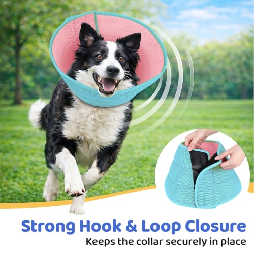 Soft Dog Cone Collar to Stop Licking After Surgery (Pink Blue / M)
