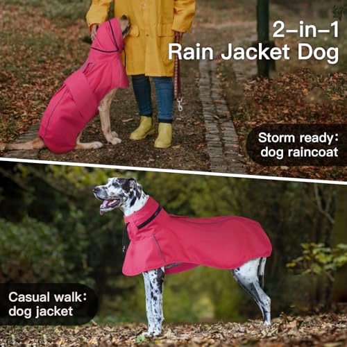 Reflective Waterproof Dogs Rain Coats with Hood (NeonPink / XXXXL)