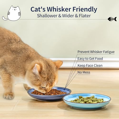 6 Inch Ceramic Cat Bowls (6 Inch, Set of 4 / Gradient Blue)