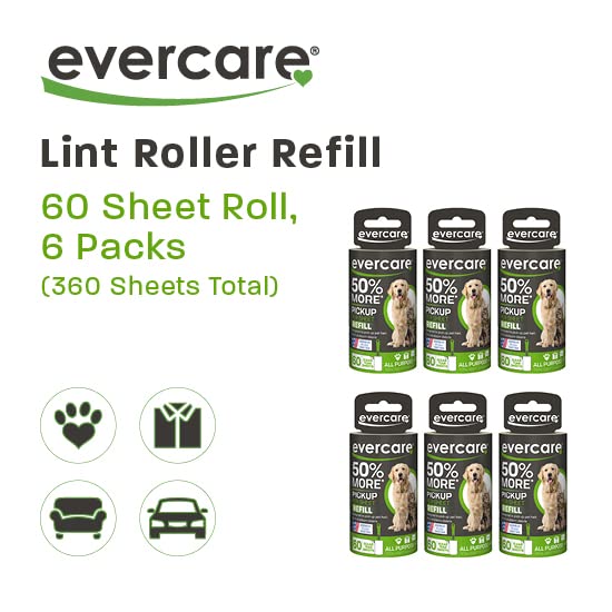 Pet Lint Roller Refill (Pack of 6 (360 Sheet Count))