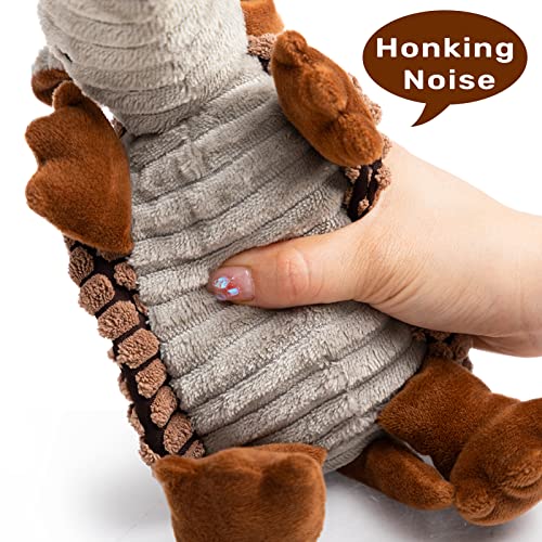 Armadillo Squeaky Puppy Dog Toys for Small Medium Dogs (8 IN / Brown)
