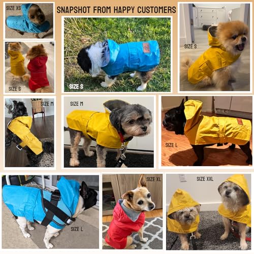 Dog Raincoat Dog Rain Jacket Hooded Poncho Waterproof Pet Rain Suit Double (Yellow / M:Back Length 8.5-10.5")