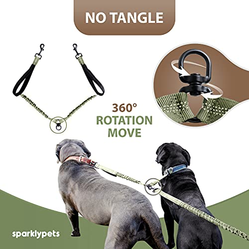Hands Free Dual Dog Leash (Olive Green / 2 dogs M/L)