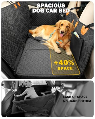 Back Seat Extender for Dogs (Black & Orange / L - For Cars/ Mid-Size SUV/ Small Truck)