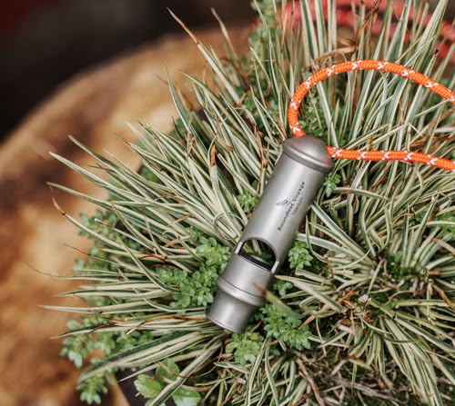 Titanium Whistle Emergency Survival Safety Whistles with Lanyard Loud for Outdoor Camping Hiking Coaches Training Sports Keychain Whistle (1 PCS - Ti9019)