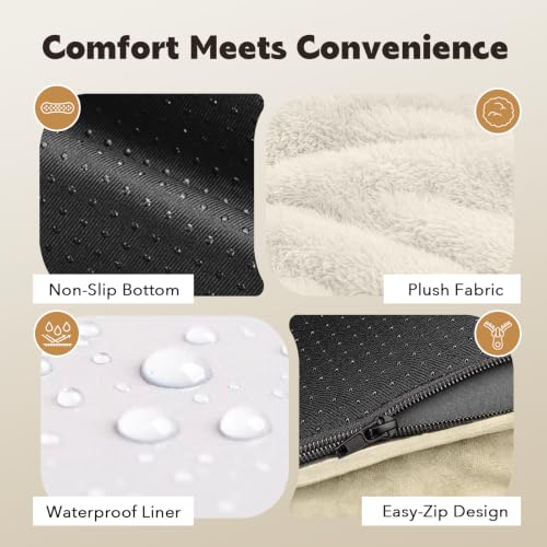 Orthopedic Waterproof Dog Bed with Bolster for Extra Large Size Dogs (48.0"L x 33.0"W x 7.5"Th / Beige)