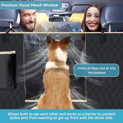 Dog Car Seat Covers for Back Seat with 2 Seat Belts (Standard / Black)