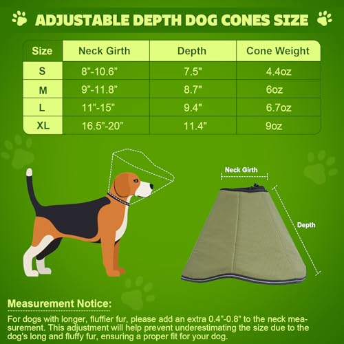 Soft Dog Cone After Surgery (Green / XL (Neck:16.5"-20"))