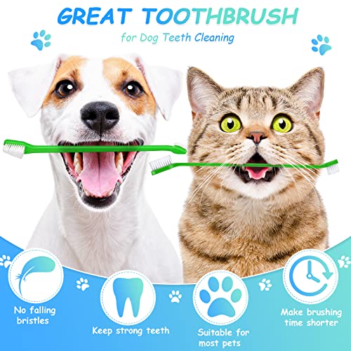 70 Pcs Dog Toothbrush Bulk Pets Dual Headed Dental Brushes (Green)