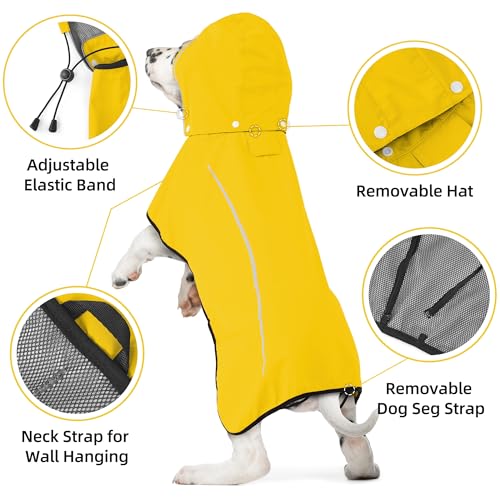 Dog Raincoat Adjustable Waterproof Pet Rain Jacket (Yellow / X-Small)
