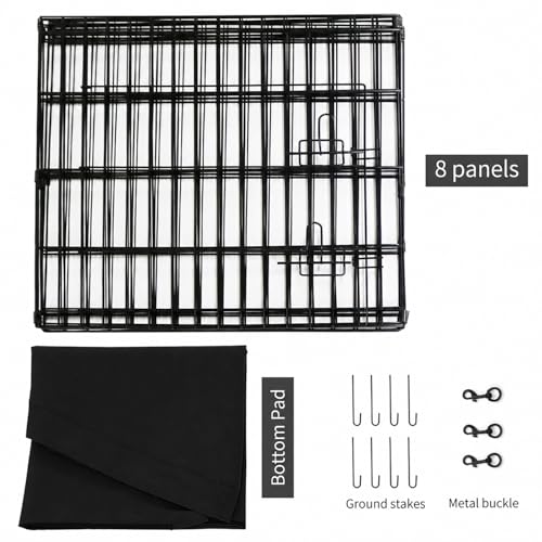Foldable Metal Dog Exercise Pen (Black / 30''H)