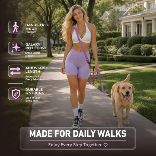 Hands Free Dog Leash (6–9.5 ft / Purple)