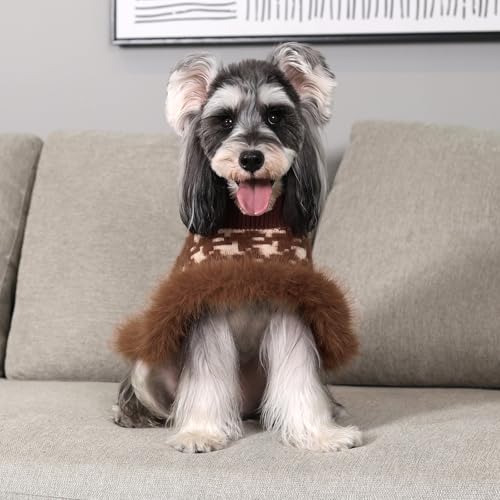 Dog Sweater Cloak (Medium(Back Length 12") / Brown Houndstooth)