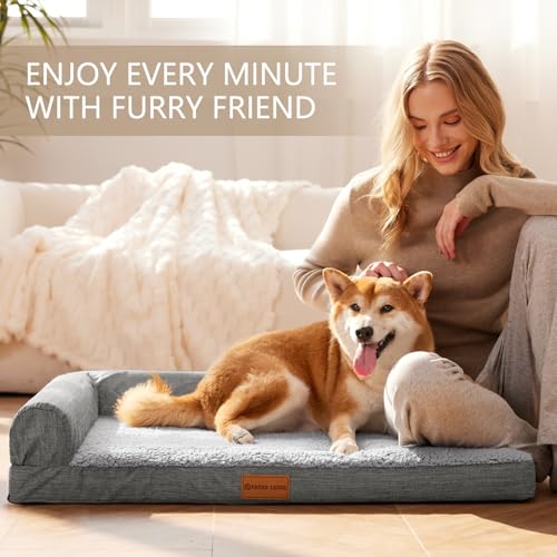 Orthopedic Large Dog Bed Washable Pet Sofa Bed 48''X30''Grey (Grey / 48"L x 30"W x 3.5"Th)