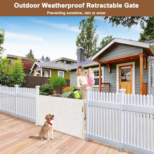 100" Wide Weatherproof Outdoor Retractable Gate (White / 35" X 100")