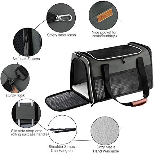 Cat Carrier Portable Foldable Dog Pet Carrier (17.5"L x 11.0"W x 11.0"H / Brown)