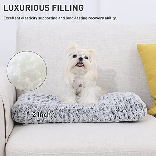 Washable Dog Bed Small Dog Crate Bed Deluxe Plush Mat 17"x12" Gray (Grey / 17.0"L x 12.0"W x 2.0"Th)