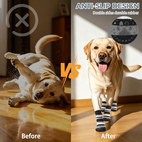 Anti Slip Dog Socks (Black / Medium)