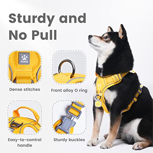 No Pull Dog Harness with Pet ID Tag (XL (Chest: 32"-38" ) / Pineapple Yellow)