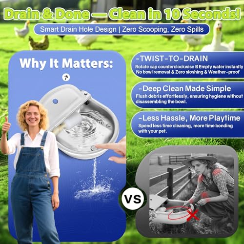 Automatic Animal Drinking Water Bowl with Float Valve (71" Hose & Drain)