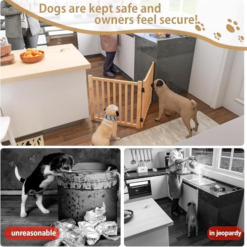 Freestanding Wooden Dog Gate Indoor (【(2Pcs)2 Panels】H:23'')