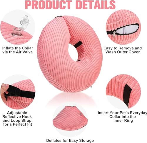 Inflatable Dog Cone Collar (Pink / NEW S(Neck: 11"-12.5" | Diameter: 10.5"))