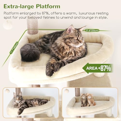 Giant Cat Tree for Indoor Large Cats (83inch / Beige)