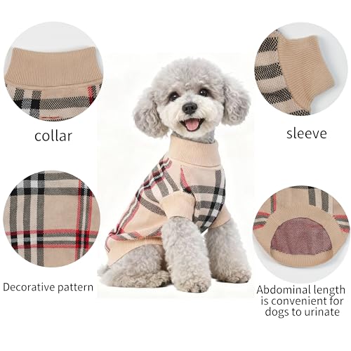 Small Medium Dog Sweater (Grid Apricot / Small)