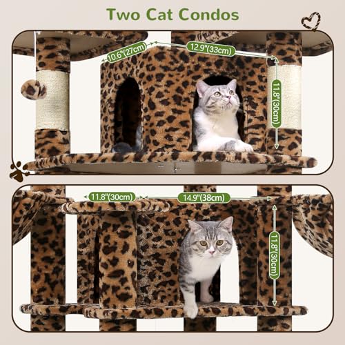 Big XXL Cat Tower for Indoor Multiple Cats (Leopard Print / 80inch)
