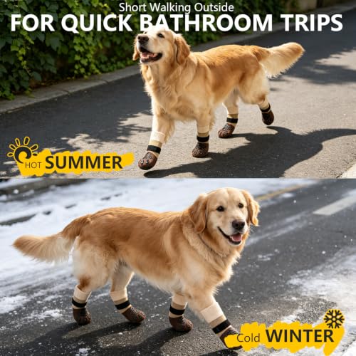 Non Slip Dog Socks for Hardwood Floors to Prevent Licking Paw XL (X-Large(6 Pack) / Khaki)