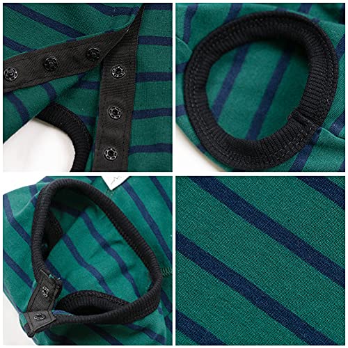 Dog’s Recovery Suit Post Surgery Shirt for Puppy (Large / green black stripe)