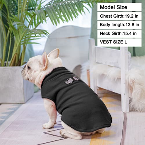 Dog Fleece Vest Sweater Winter Jacket for Large Dogs with D (Large / BLACK)