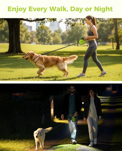 Retractable Dog Leash with Flashlight (Large-26ft)