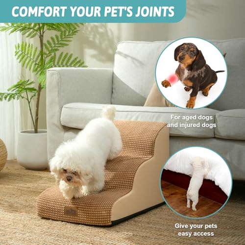 Dog Stair for Small Dog 15.7" H (Light Brown / Standard:15.7"x22.4"x15.7")