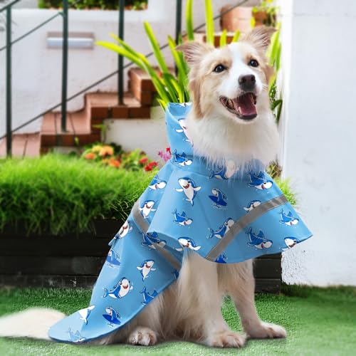 Large Dog Raincoat (XXX-Large / Blue Shark)