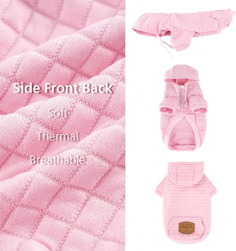 1 Pack Dog Hoodie Sweaters for Small Medium Dogs Warm Dog Clothes for Large Dogs Soft Waffle (Pink / 3XL (Back: 29.5",Chest: 36.5", 99+lbs))