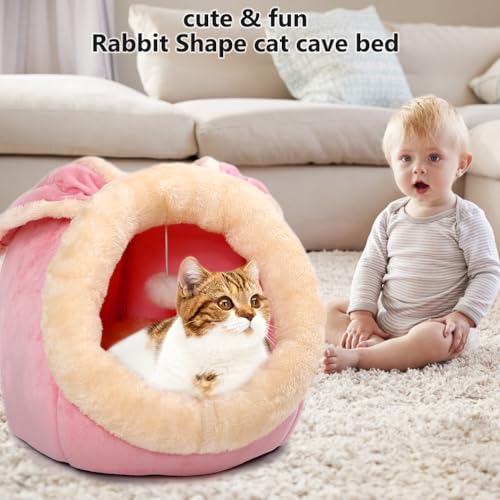 Cat Beds for Indoor Cats (Rabbite Pink / L)