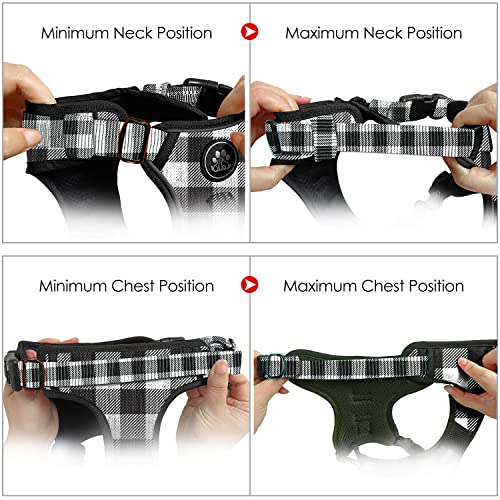 Reflective Dog Harness for Large Dogs (Checkered Black / X-Large)