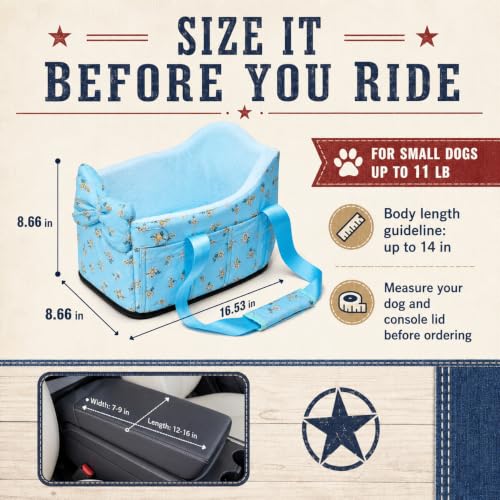 Console Dog Car Seat Up to 11lbs (Blue daisy)
