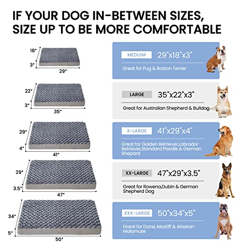 Orthopedic Memory Foam Dog Bed (Rose Plush / X-Large-41"x 29" x 4")