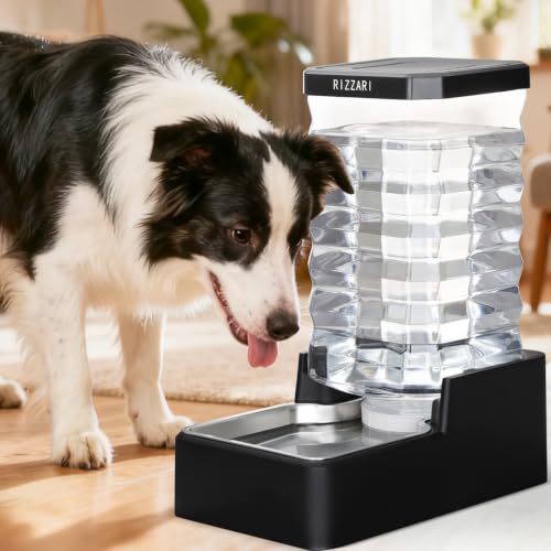 2.4Gallon Automatic Dog Water Dispenser (Black with Lid / 9L)