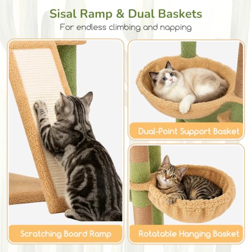 80in Cactus Extra Large Heavy Duty Corner Cat Tree Tower (Green)