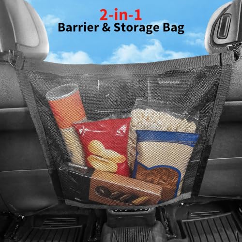 Dog Car Net Barrier Double Layer Mesh with Zipper Organizer Storage