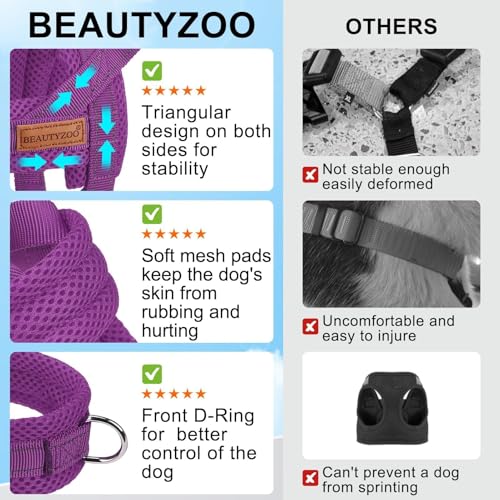 Small Dog Harness and Leash Set (Purple / S: Chest 17.5"-22")